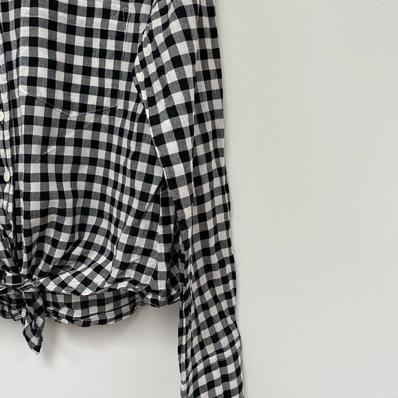 J Crew Gingham Tie Front Button up - Picture 4 of 7